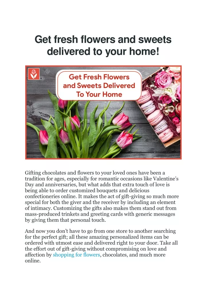 get fresh flowers and sweets delivered to your