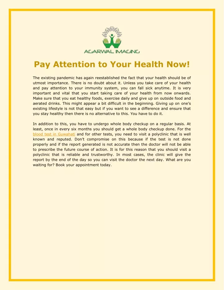 pay attention to your health now the existing
