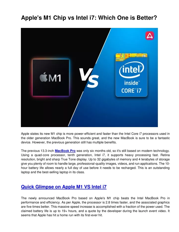apple s m1 chip vs intel i7 which one is better