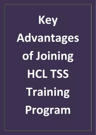 Key Advantages of Joining HCL TSS Training Program