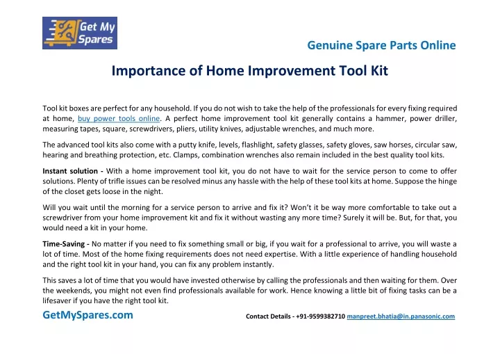 importance of home improvement tool kit