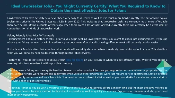 ideal lawbreaker jobs you might currently certify