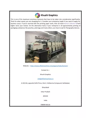 Komori Offset Printing Machine | Offsetmachines.in