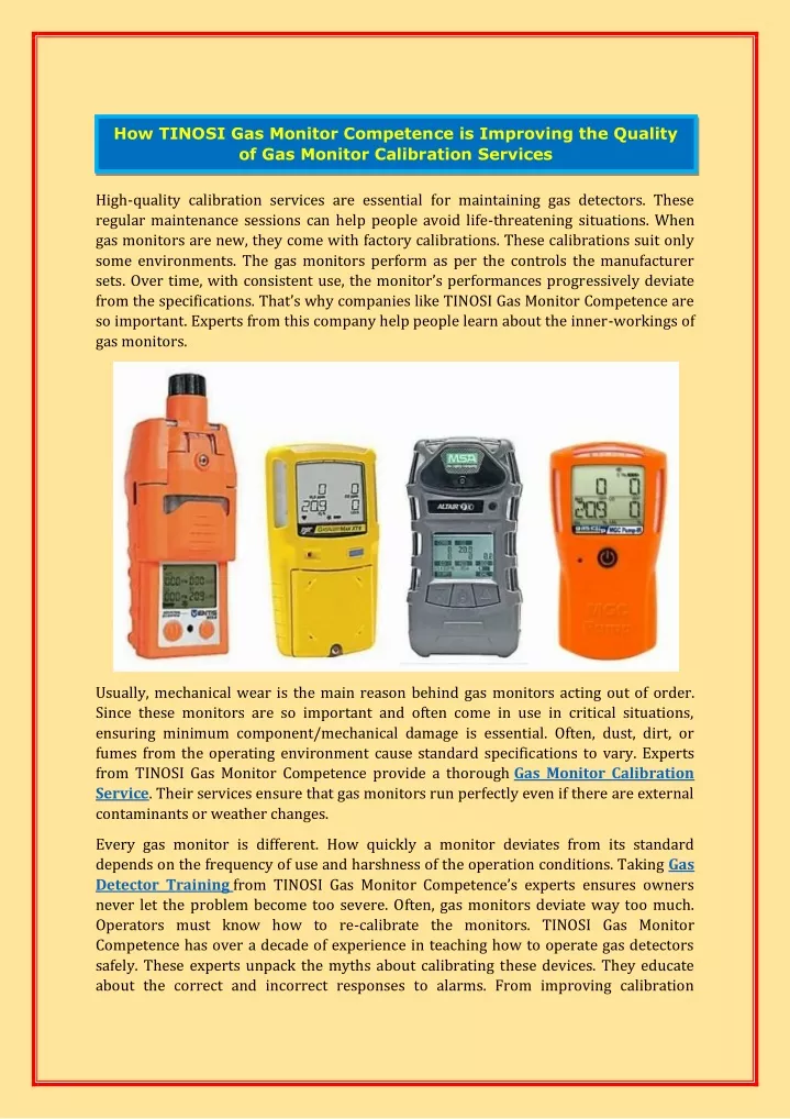 how tinosi gas monitor competence is improving