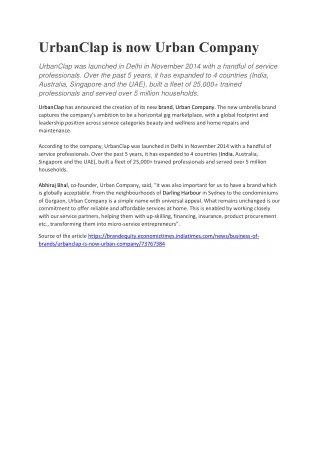 urbanclap is now urban company