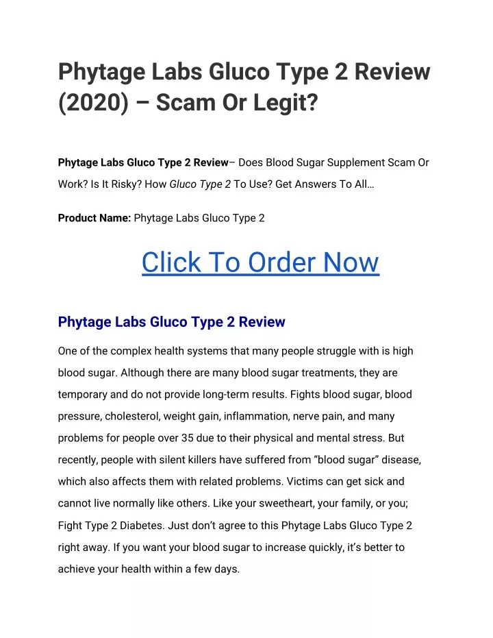 phytage labs gluco type 2 review 2020 scam
