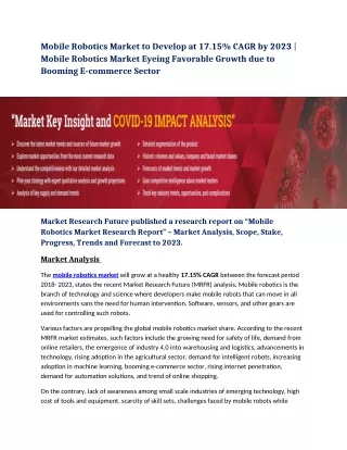 mobile robotics market to develop at 17 15 cagr