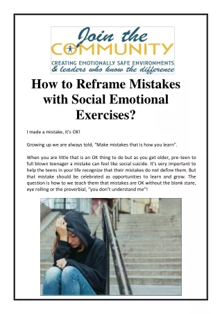 How to Reframe Mistakes with Social Emotional Exercises