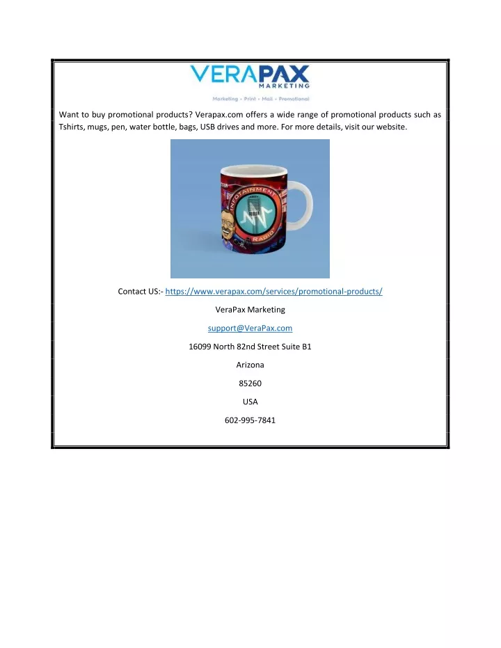 want to buy promotional products verapax