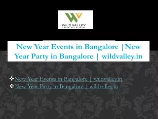 New Year Events in Bangalore | wildvalley.in