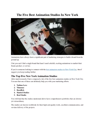 The Five Best Animation Studios In New York