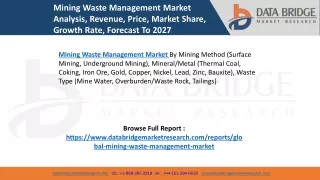 Mining Waste Management Market Growth Rate 6.20%  by 2027; Check Latest Strategic Moves of Emerging Players Like Interwa