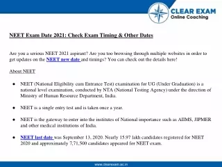 6.NEET Exam Date 2021- Check Exam Timing & Other Dates