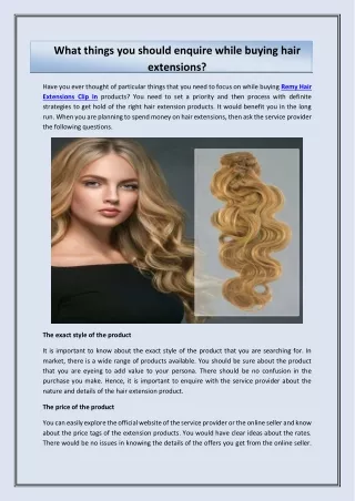 what things you should enquire while buying hair