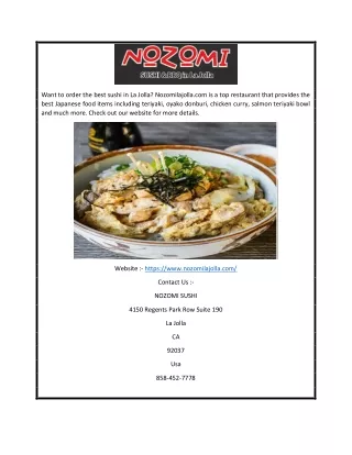 want to order the best sushi in la jolla