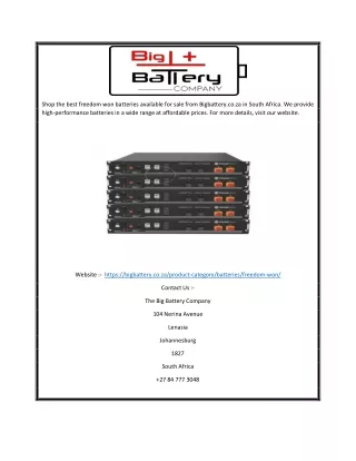 Freedom Won Batteries for Sale South Africa | Bigbattery.co.za