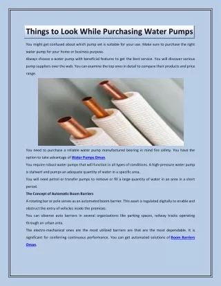 things to look while purchasing water pumps