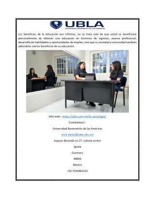 Obtén tu Título en Psicología I UBLA - Universidad Benemérito de las Américas