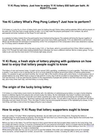 Yi Ki Ruay lottery. How to enjoy Yi Ki lottery 850 baht per baht. At RUAY77s.com