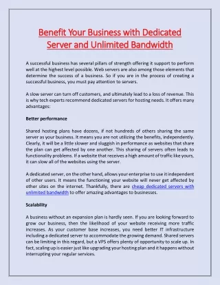 benefit your business with dedicated benefit your