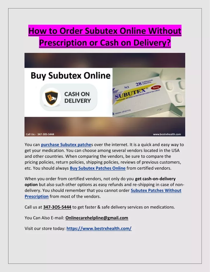 how to order subutex online without prescription