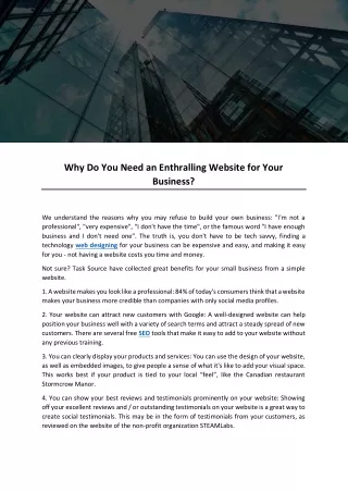 why do you need an enthralling website for your