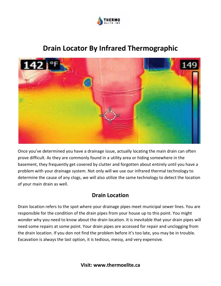 drain locator by infrared thermographic