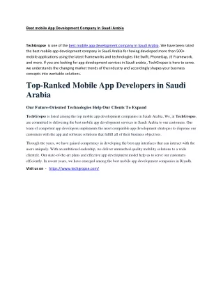 Mobile App Development Company In Saudi Arabia