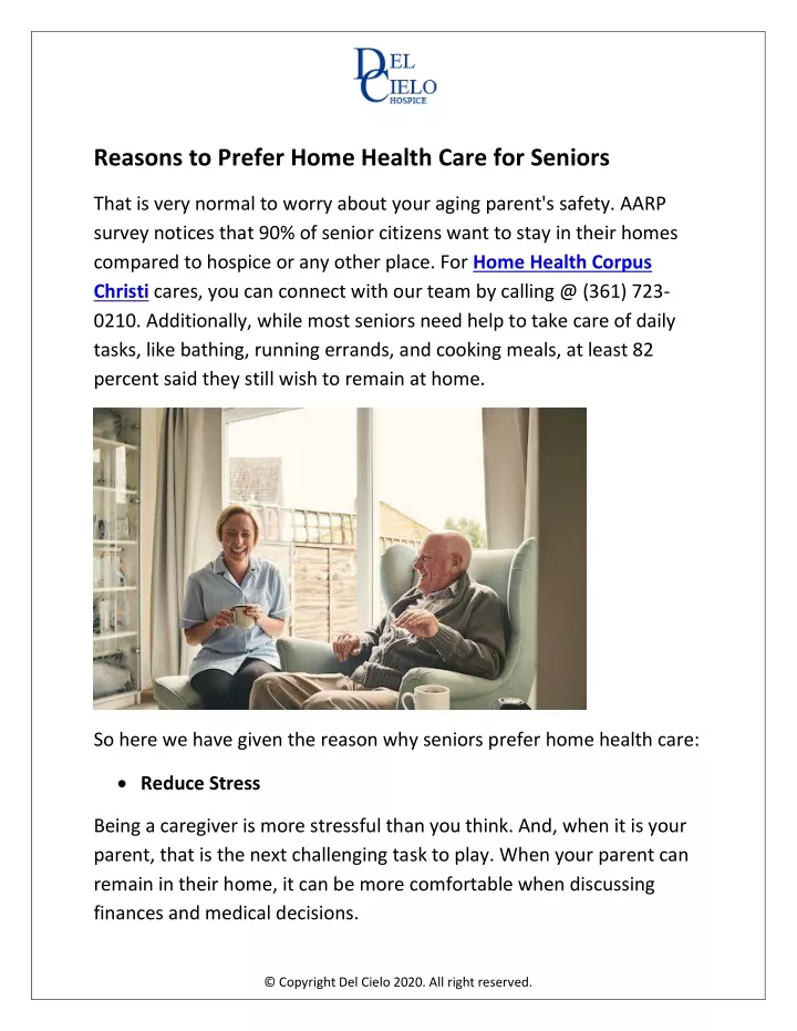 reasons to prefer home health care for seniors