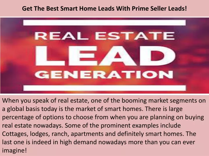 get the best smart home leads with prime seller leads