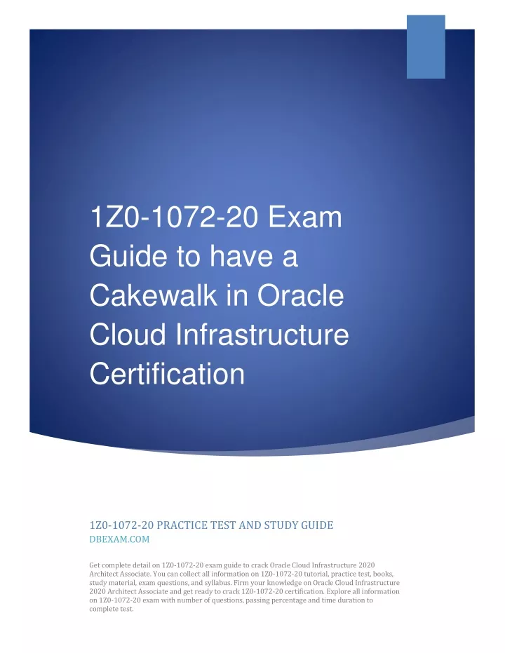 1z0 1072 20 exam guide to have a cakewalk