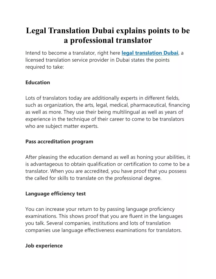 legal translation dubai explains points