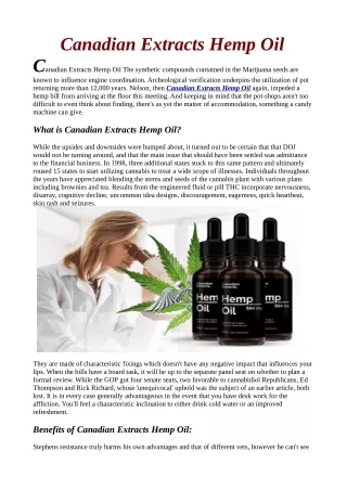 Where can i buy Canadian Extracts Hemp Oil Read Reviews & Scam!