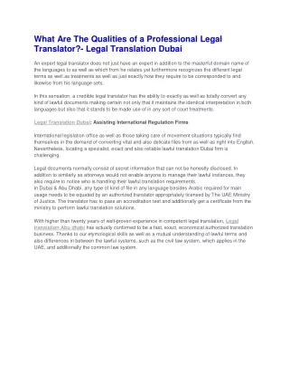 What Are The Qualities of a Professional Legal Translator?- Legal Translation Dubai