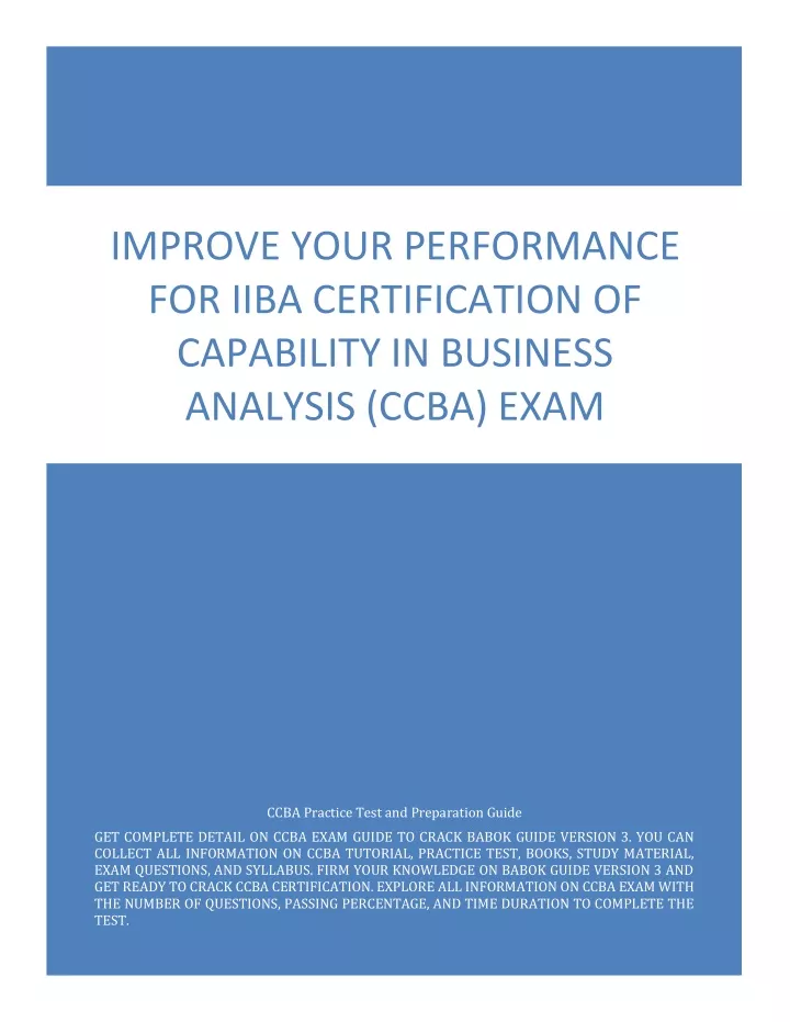 improve your performance for iiba certification