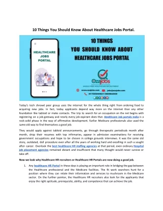 10 things you should know about healthcare jobs