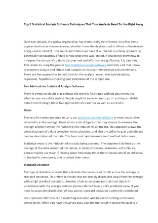 top 5 statistical analysis software techniques