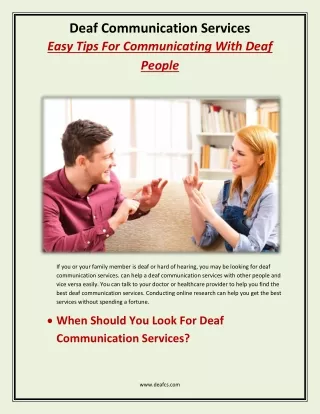 Easy Tips For Communicating With Deaf People