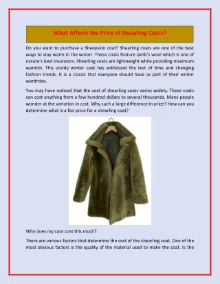 what affects the price of shearling coats