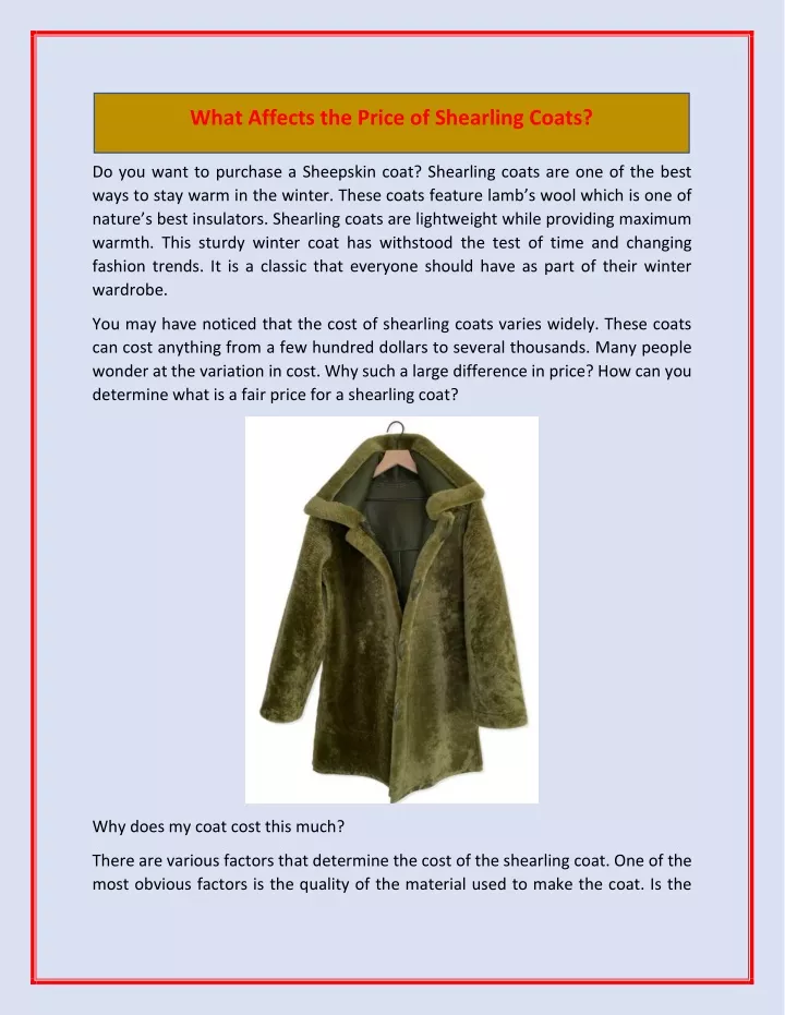 what affects the price of shearling coats