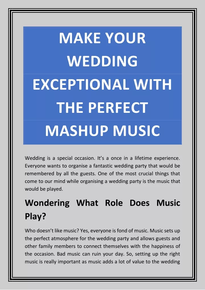 make your wedding exceptional with the perfect