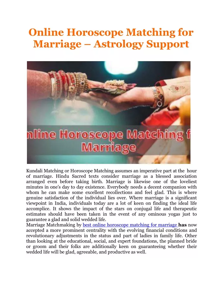 online horoscope matching for marriage astrology support