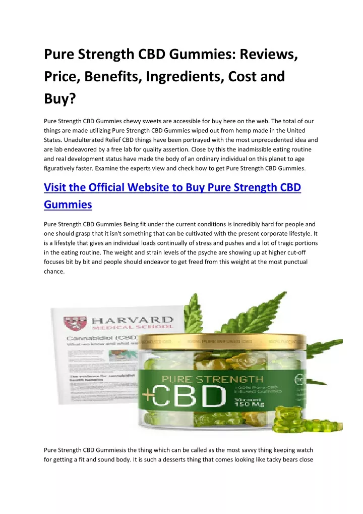 pure strength cbd gummies reviews price benefits