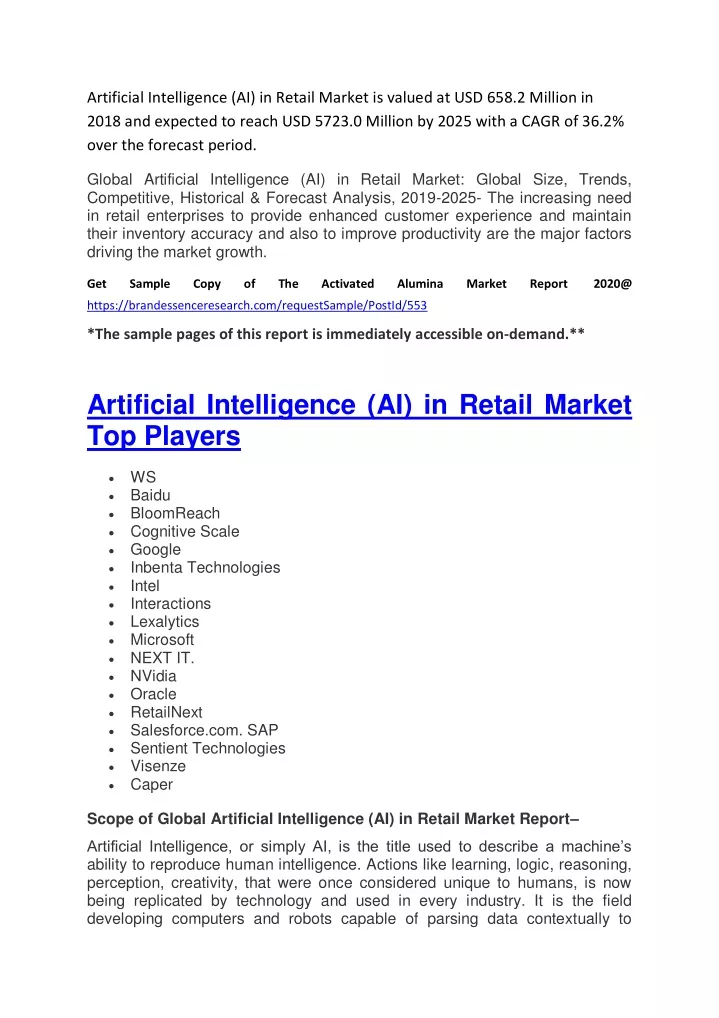 artificial intelligence ai in retail market