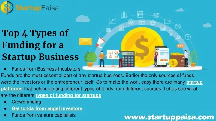 top 4 types of funding for a startup business
