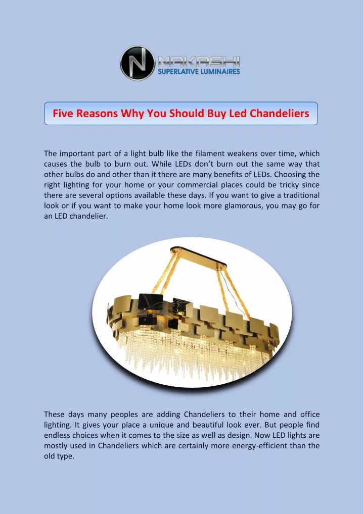 five reasons why you should buy led chandeliers