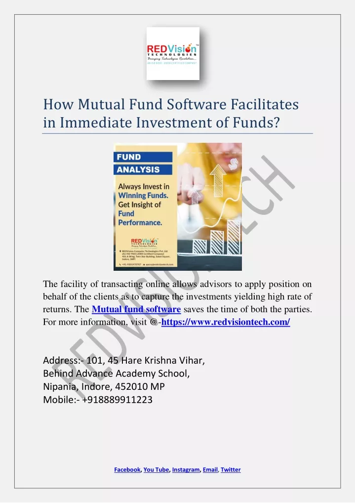 how mutual fund software facilitates in immediate