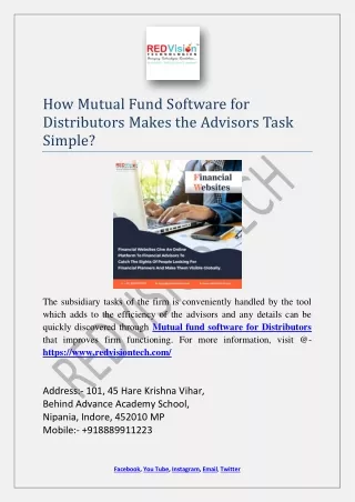 how mutual fund software for distributors makes