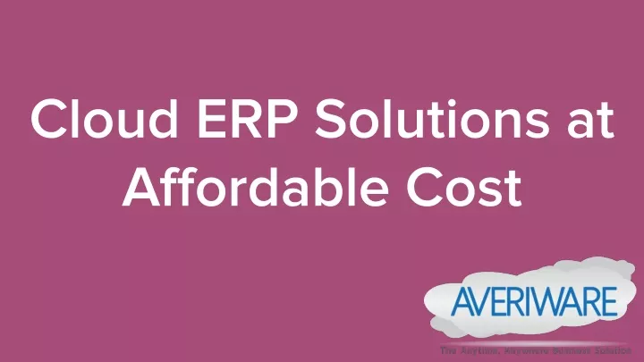 cloud erp solutions at affordable cost