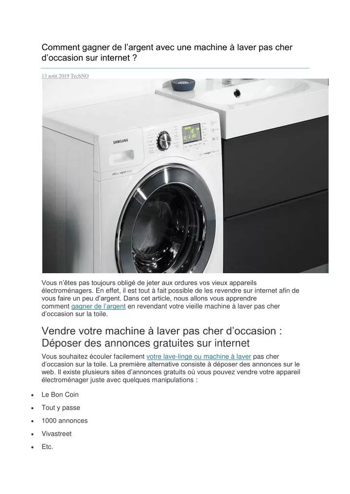 comment gagner de l argent avec une machine laver